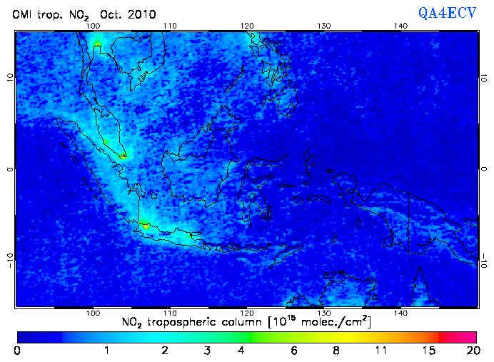 Regional Tropospheric NO2 of October 2010