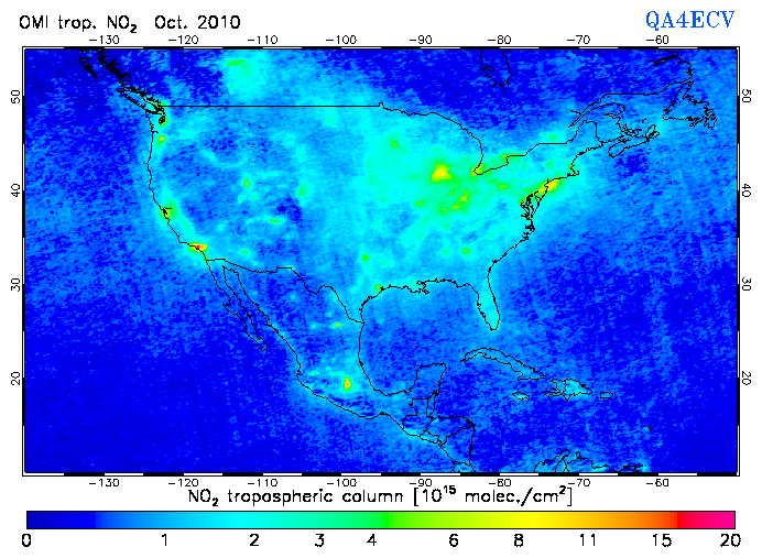 Regional Tropospheric NO2 of October 2010