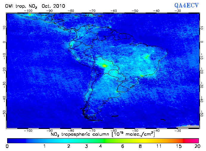 Regional Tropospheric NO2 of October 2010