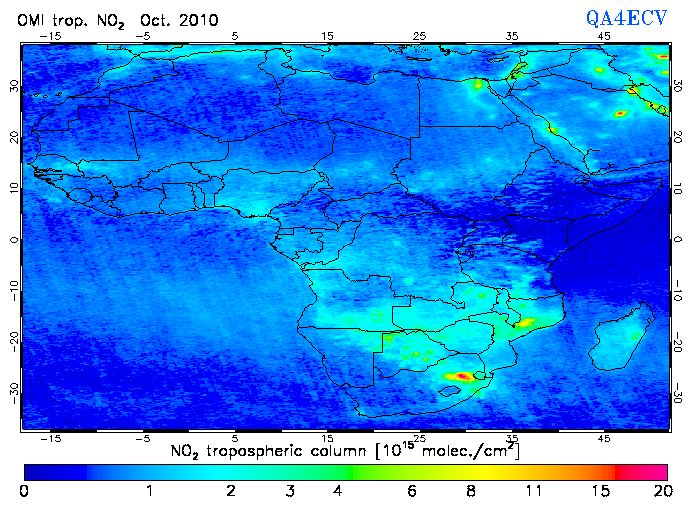 Regional Tropospheric NO2 of October 2010