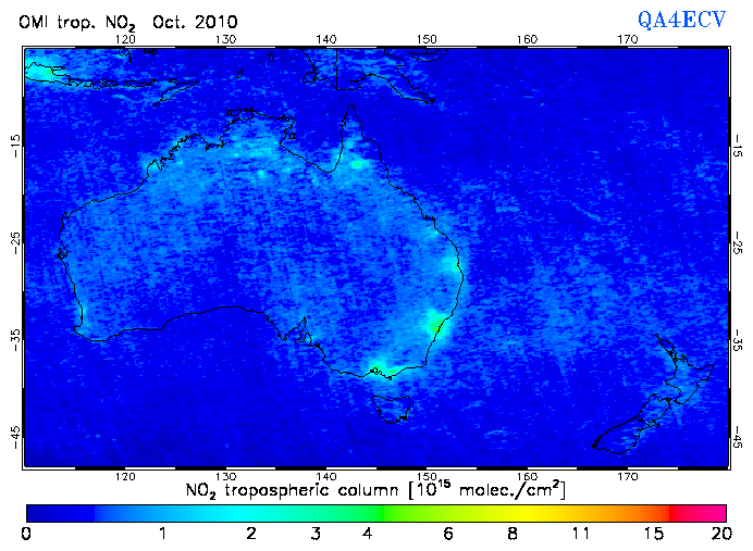 Regional Tropospheric NO2 of October 2010