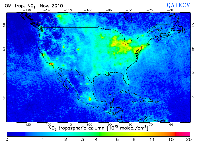 Regional Tropospheric NO2 of November 2010