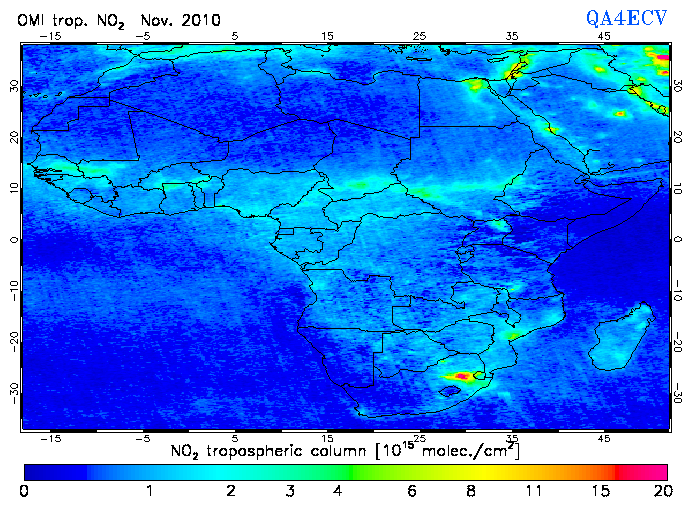 Regional Tropospheric NO2 of November 2010