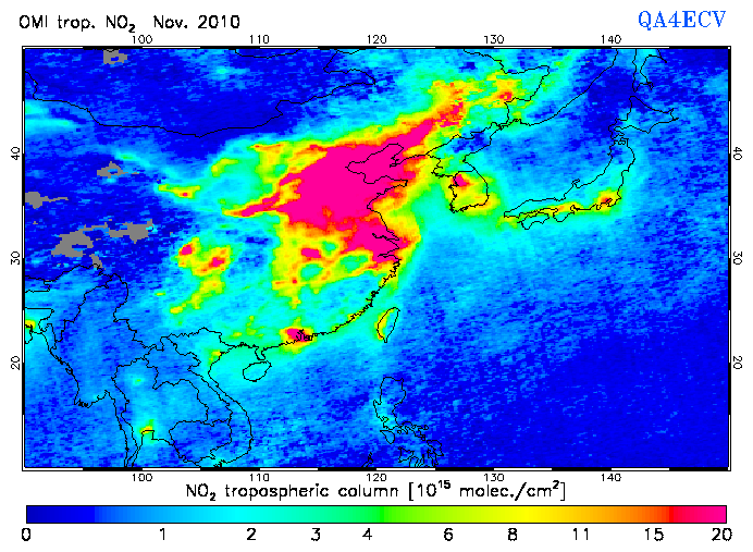 Regional Tropospheric NO2 of November 2010