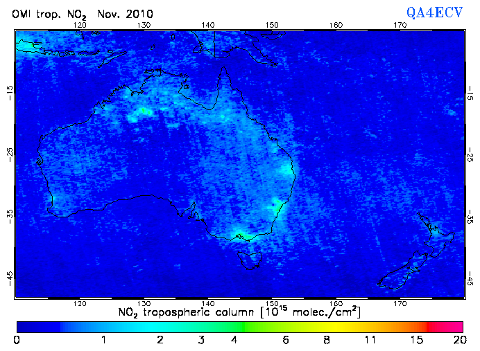 Regional Tropospheric NO2 of November 2010