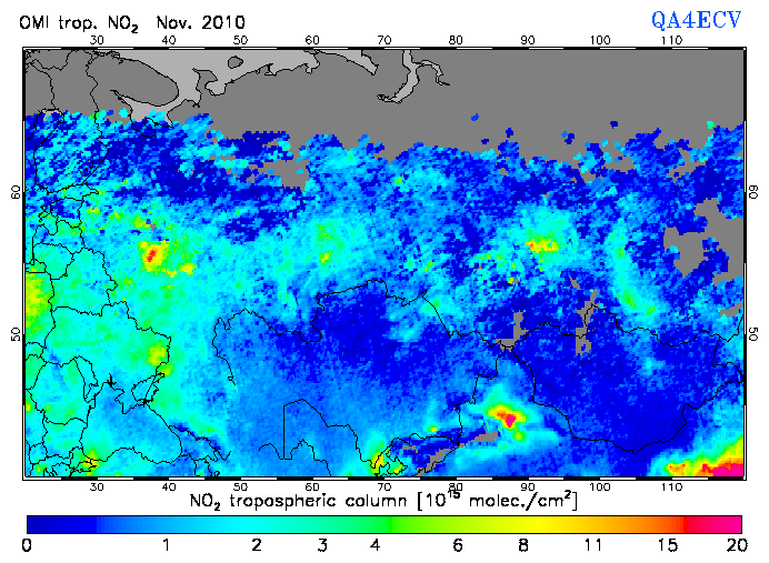 Regional Tropospheric NO2 of November 2010