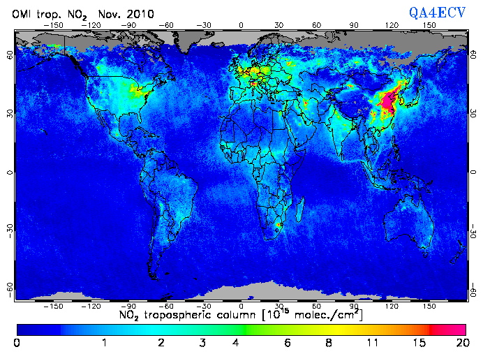 Regional Tropospheric NO2 of November 2010