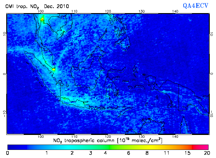 Regional Tropospheric NO2 of December 2010