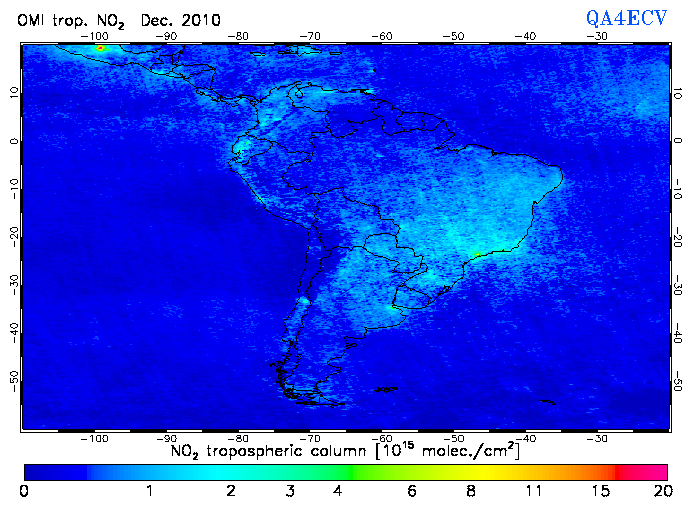 Regional Tropospheric NO2 of December 2010