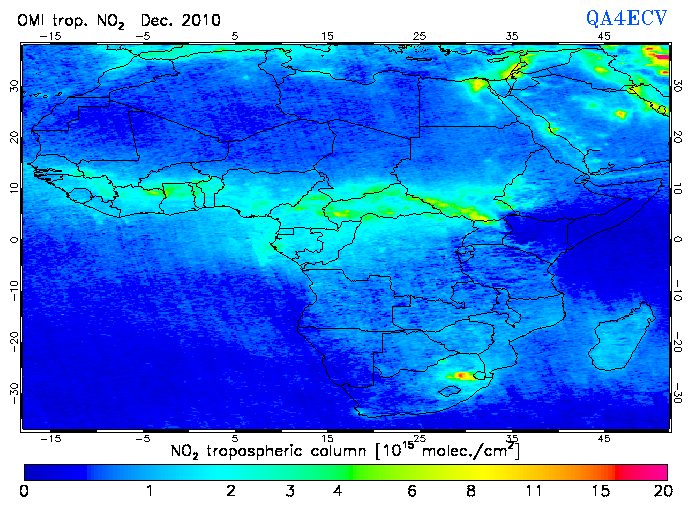 Regional Tropospheric NO2 of December 2010