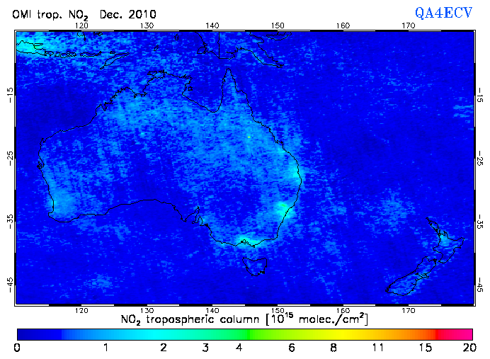 Regional Tropospheric NO2 of December 2010