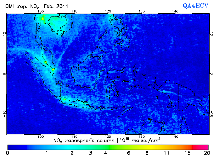 Regional Tropospheric NO2 of February 2011