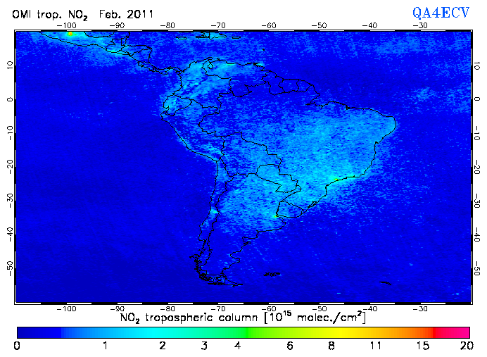 Regional Tropospheric NO2 of February 2011