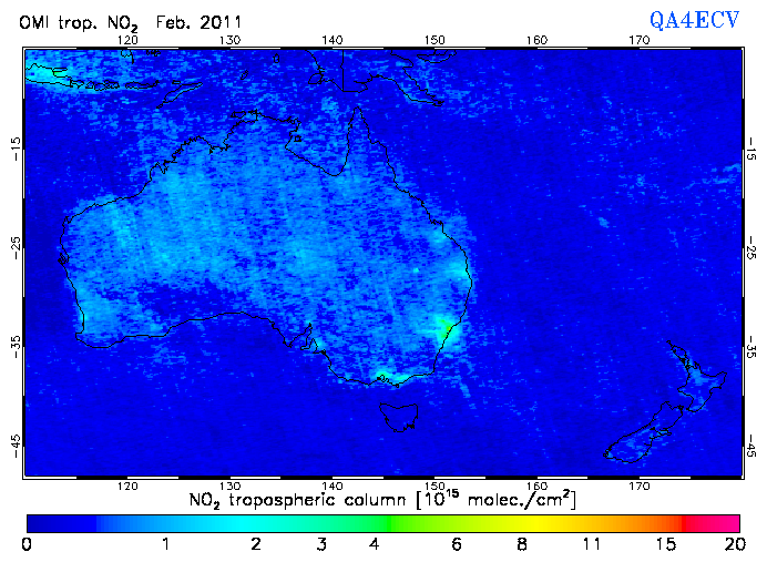 Regional Tropospheric NO2 of February 2011