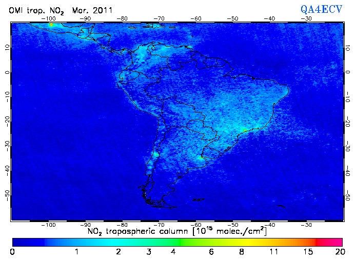 Regional Tropospheric NO2 of March 2011