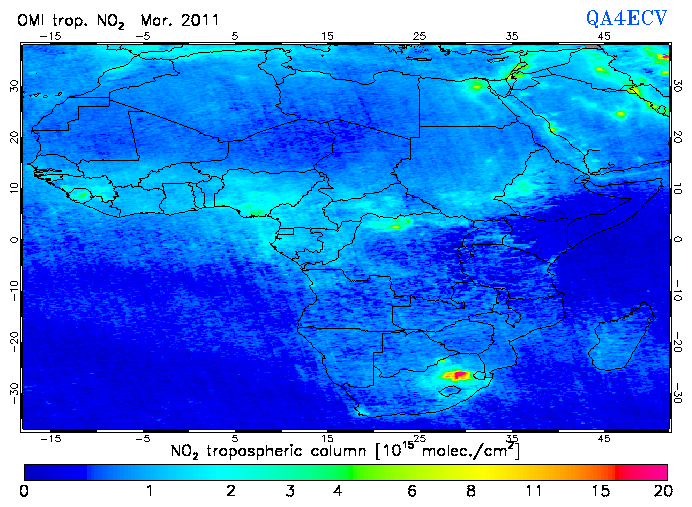 Regional Tropospheric NO2 of March 2011