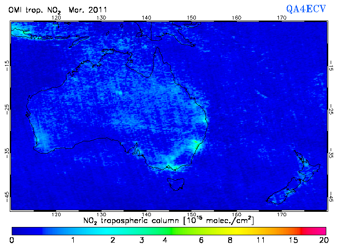 Regional Tropospheric NO2 of March 2011