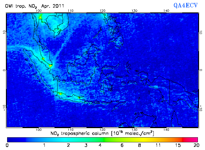 Regional Tropospheric NO2 of April 2011