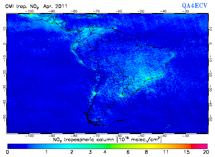Regional Tropospheric NO2 of April 2011