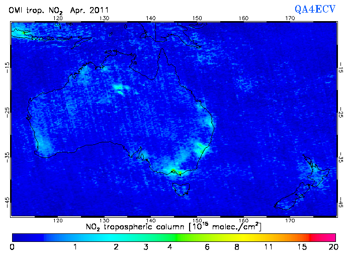 Regional Tropospheric NO2 of April 2011