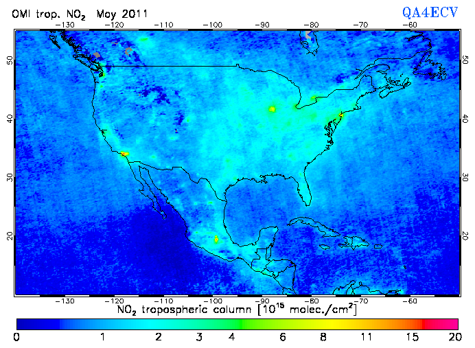 Regional Tropospheric NO2 of May 2011