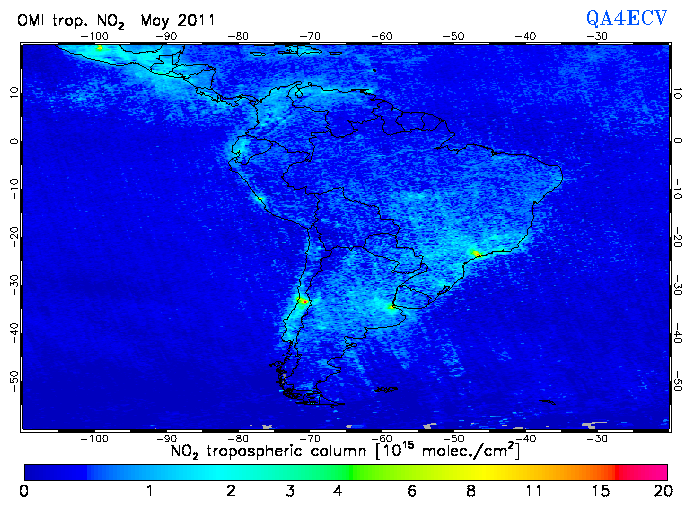 Regional Tropospheric NO2 of May 2011