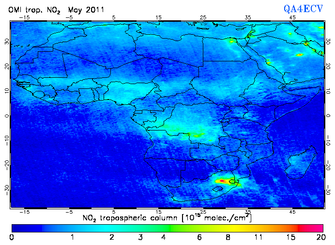 Regional Tropospheric NO2 of May 2011