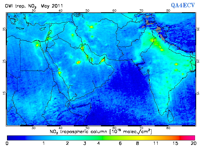 Regional Tropospheric NO2 of May 2011