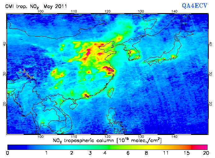 Regional Tropospheric NO2 of May 2011