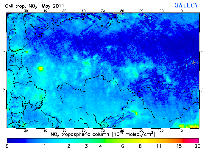 Regional Tropospheric NO2 of May 2011