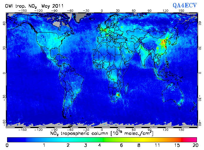Regional Tropospheric NO2 of May 2011