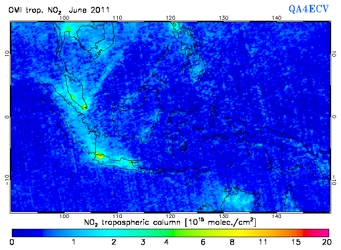 Regional Tropospheric NO2 of June 2011