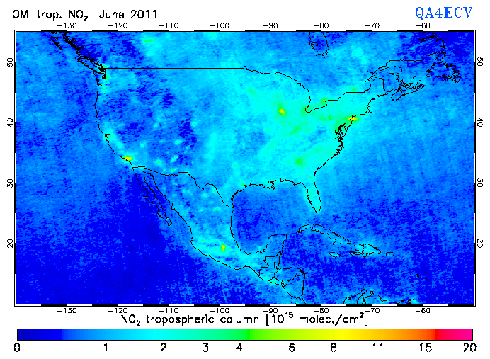 Regional Tropospheric NO2 of June 2011