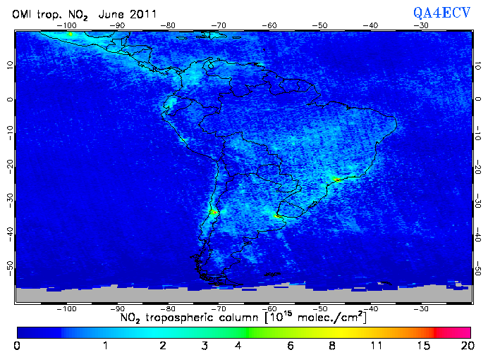 Regional Tropospheric NO2 of June 2011