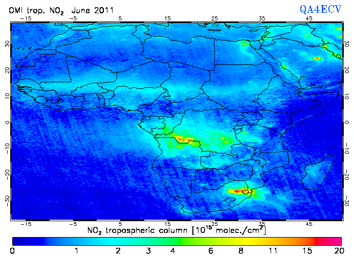 Regional Tropospheric NO2 of June 2011