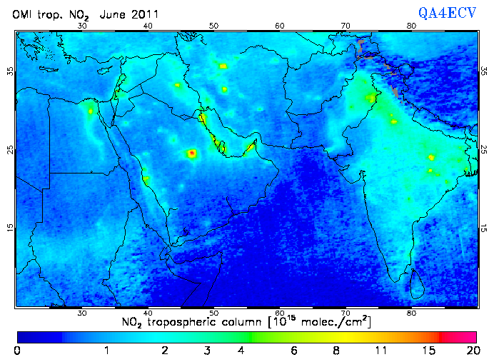 Regional Tropospheric NO2 of June 2011