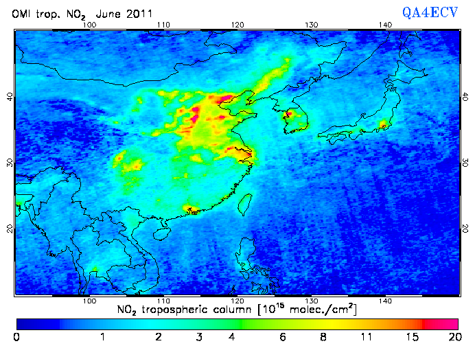 Regional Tropospheric NO2 of June 2011