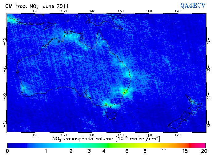 Regional Tropospheric NO2 of June 2011