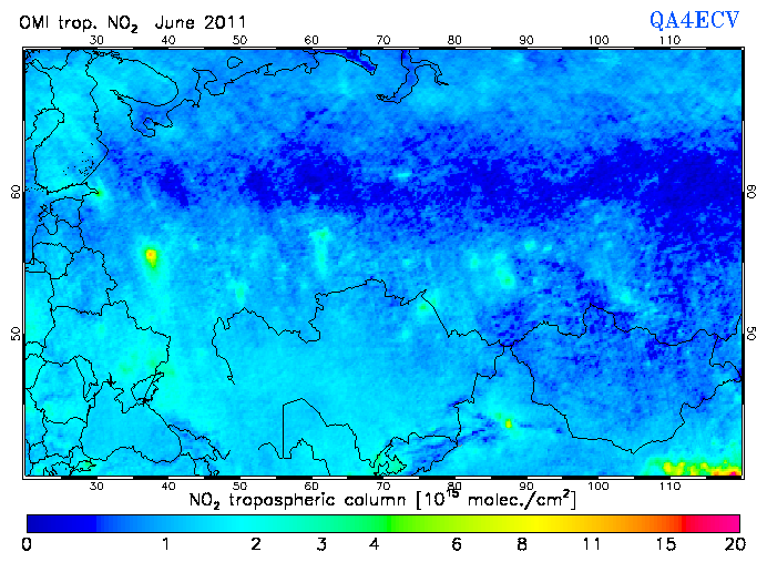 Regional Tropospheric NO2 of June 2011
