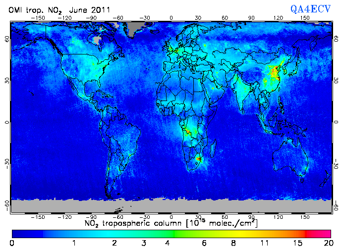 Regional Tropospheric NO2 of June 2011