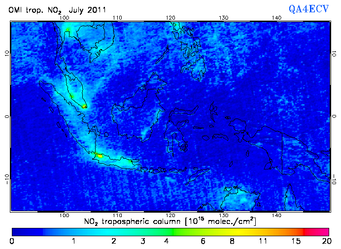 Regional Tropospheric NO2 of July 2011