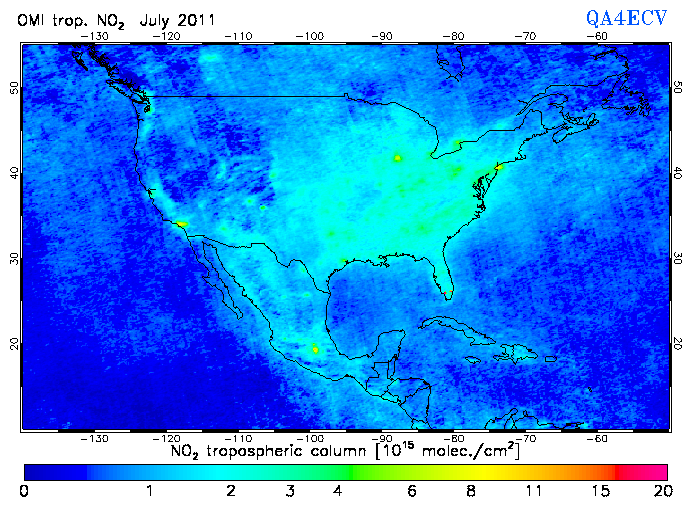 Regional Tropospheric NO2 of July 2011