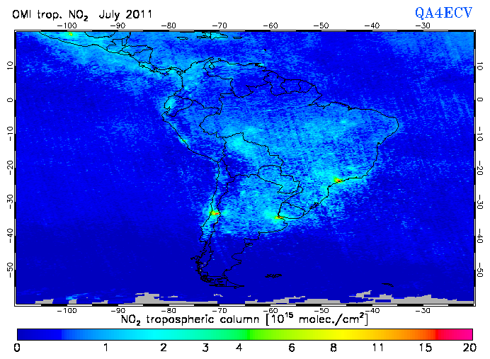 Regional Tropospheric NO2 of July 2011