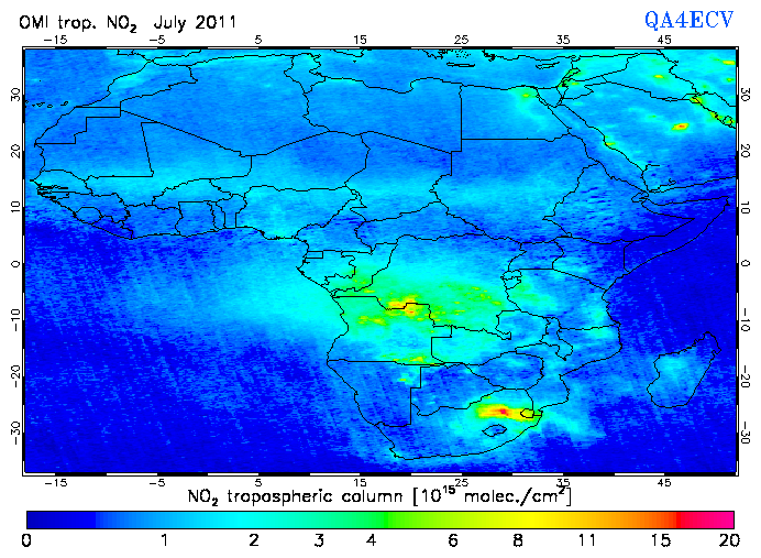 Regional Tropospheric NO2 of July 2011