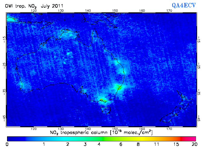Regional Tropospheric NO2 of July 2011