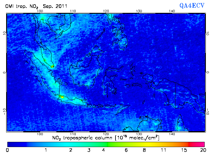 Regional Tropospheric NO2 of September 2011