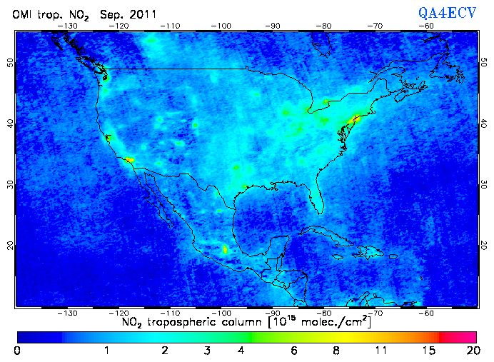 Regional Tropospheric NO2 of September 2011