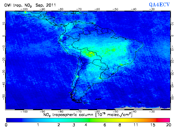 Regional Tropospheric NO2 of September 2011