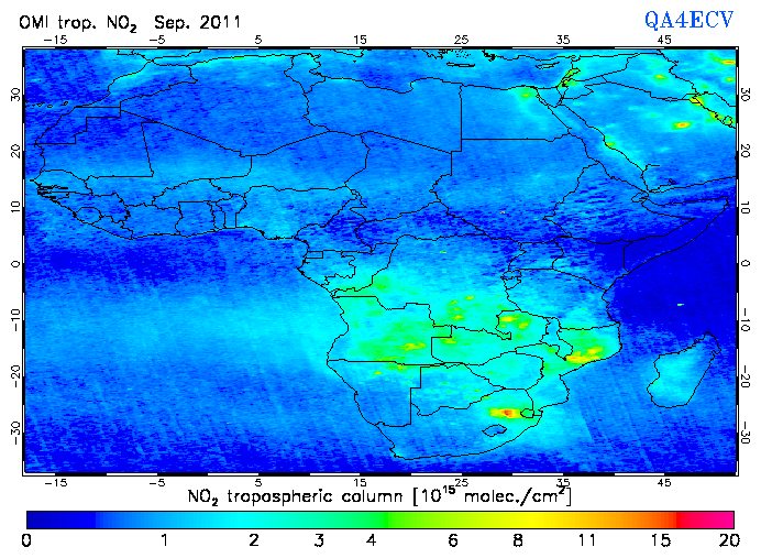 Regional Tropospheric NO2 of September 2011