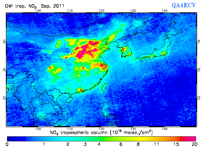 Regional Tropospheric NO2 of September 2011